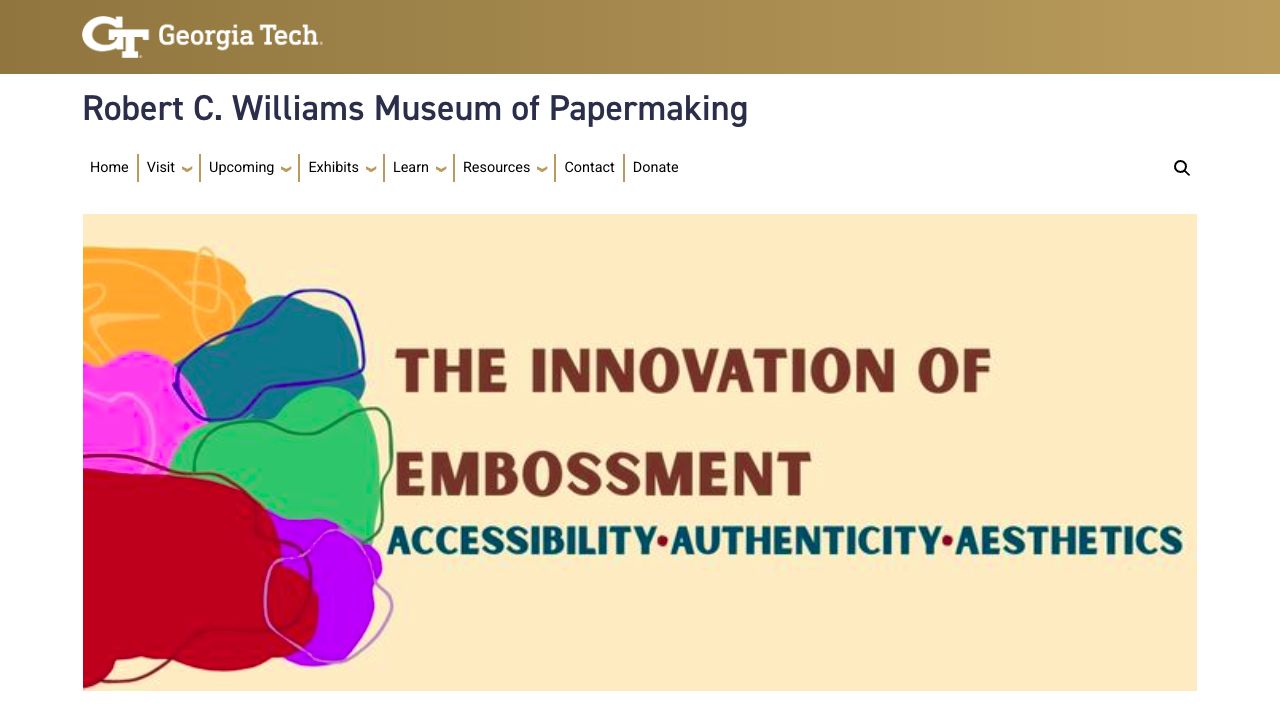 Published Georgia Tech museum exhibition, The Innovation of Embossment